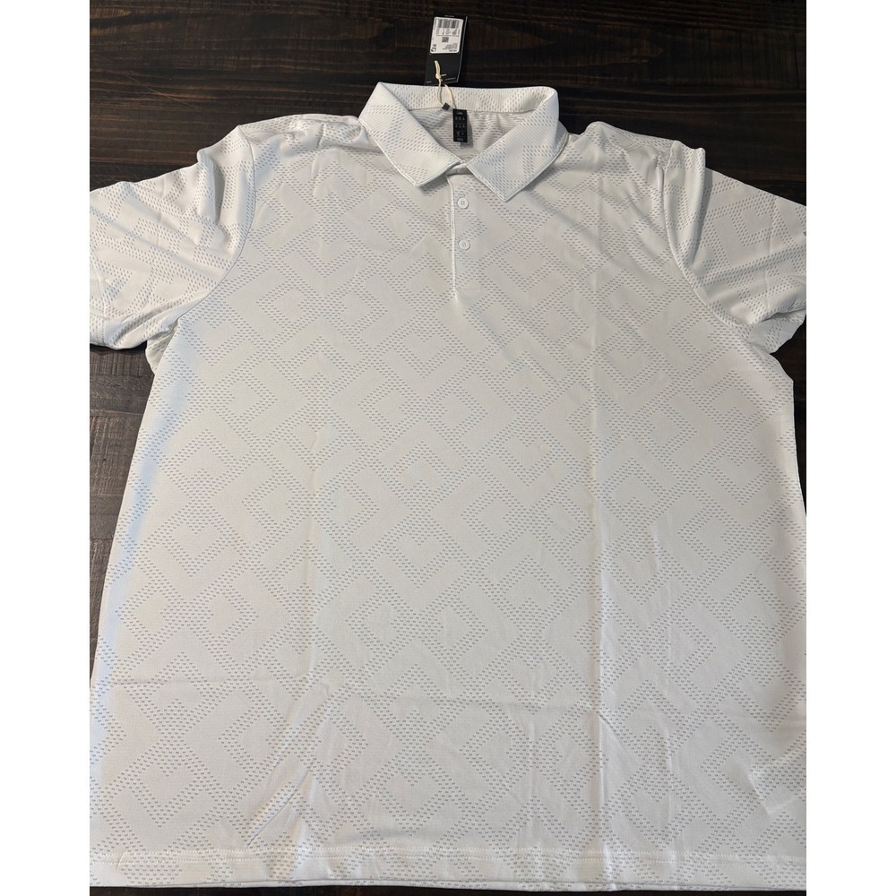 Adidas Ultimate Classic Jacquard Golf Polo Mens 2XL White Grey KB1392 New